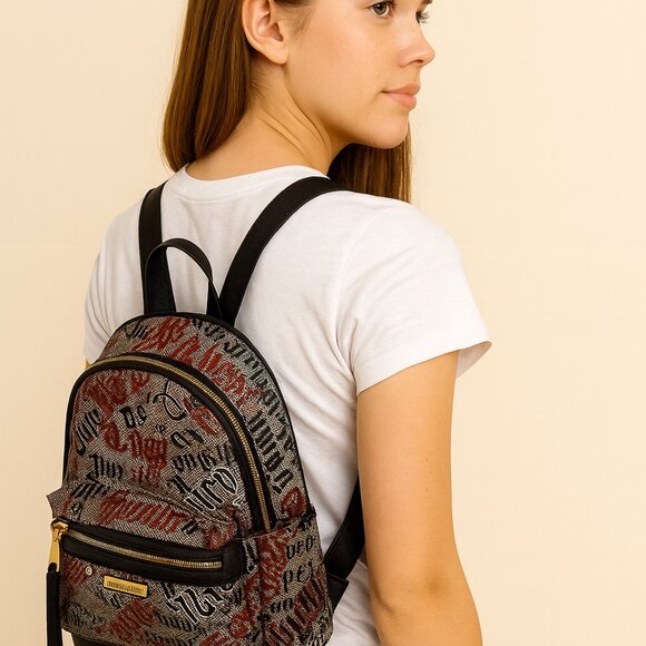 Juicy Couture Handbags - Juicy Couture Mini Backpack 13x10" Y2K Gothic Logo Print Streetwear NEW‎